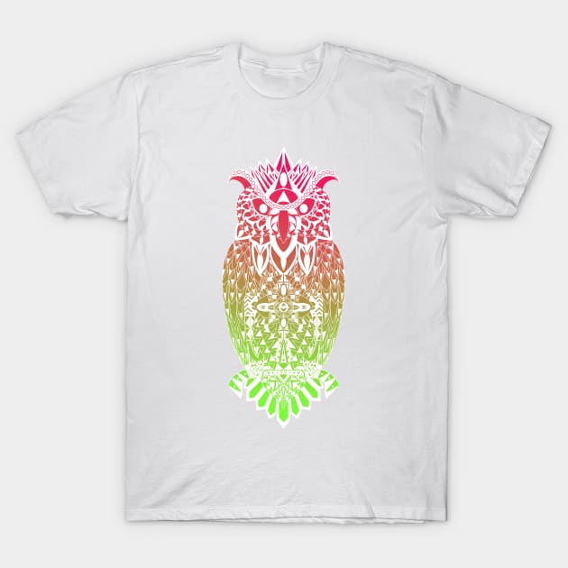 the magical owl in mandala in line art wallpaper ecopop love T-Shirt by jorge_lebeau